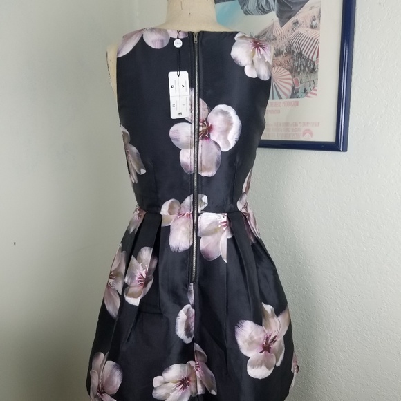 NikiiBlak Floral Fit Flare Purple Dress Sleevless - Picture 5 of 8